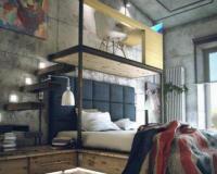Loft lakás háló része